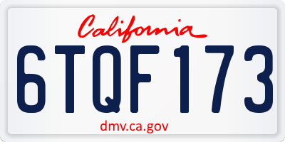 CA license plate 6TQF173