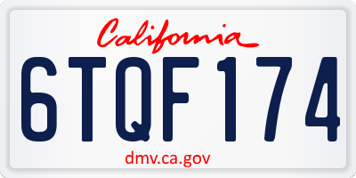 CA license plate 6TQF174