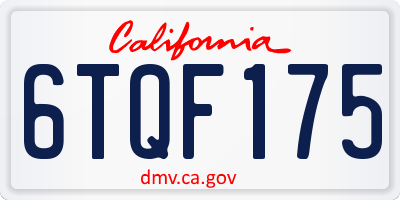 CA license plate 6TQF175