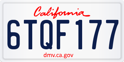 CA license plate 6TQF177