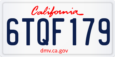 CA license plate 6TQF179