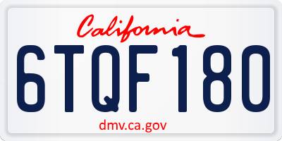 CA license plate 6TQF180