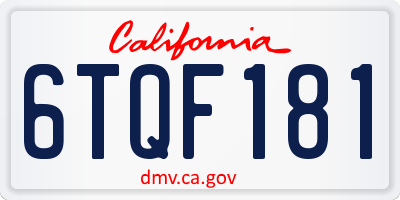 CA license plate 6TQF181