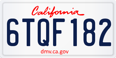 CA license plate 6TQF182