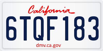 CA license plate 6TQF183