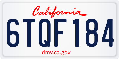 CA license plate 6TQF184