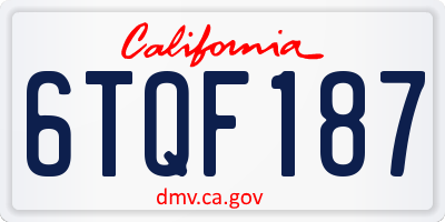 CA license plate 6TQF187