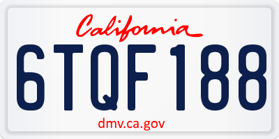CA license plate 6TQF188