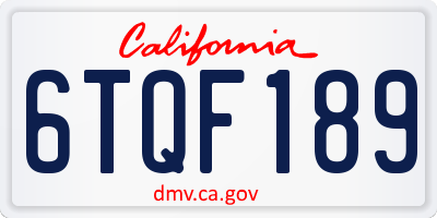 CA license plate 6TQF189