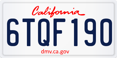 CA license plate 6TQF190