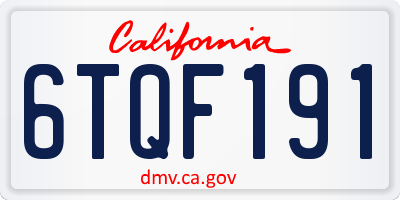 CA license plate 6TQF191