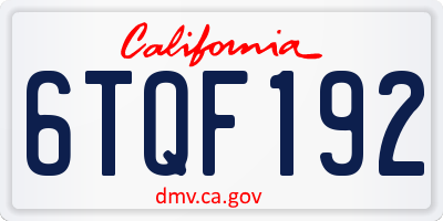 CA license plate 6TQF192