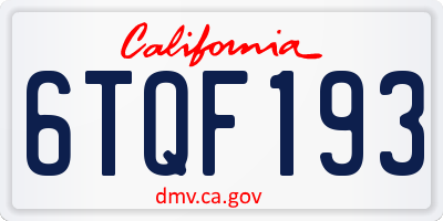 CA license plate 6TQF193