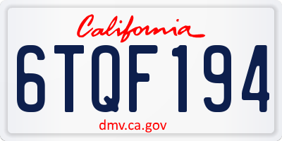 CA license plate 6TQF194