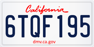 CA license plate 6TQF195