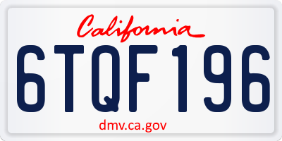 CA license plate 6TQF196