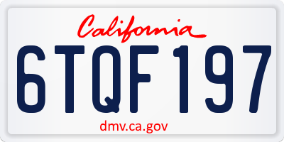 CA license plate 6TQF197