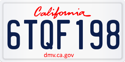 CA license plate 6TQF198