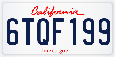 CA license plate 6TQF199