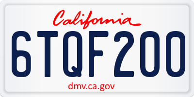 CA license plate 6TQF200