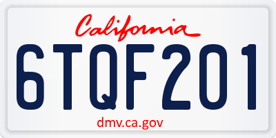 CA license plate 6TQF201