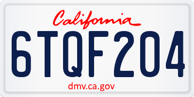 CA license plate 6TQF204