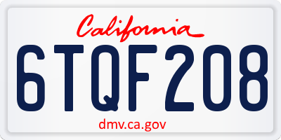 CA license plate 6TQF208