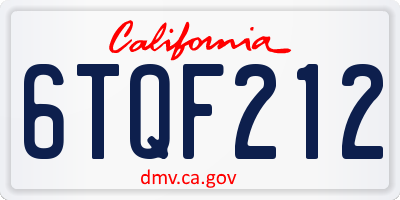 CA license plate 6TQF212