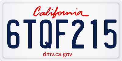 CA license plate 6TQF215