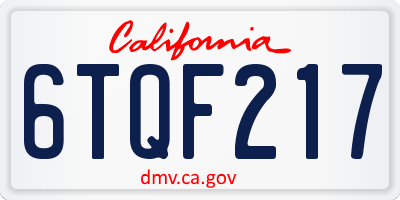CA license plate 6TQF217