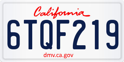 CA license plate 6TQF219