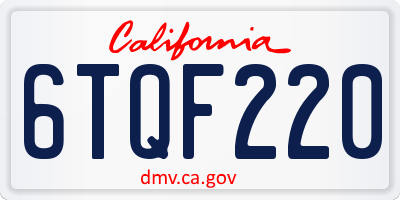 CA license plate 6TQF220