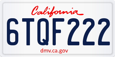 CA license plate 6TQF222