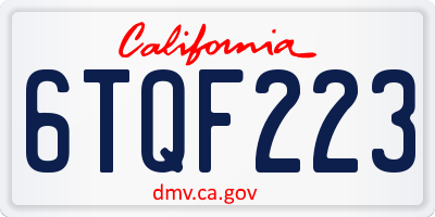 CA license plate 6TQF223