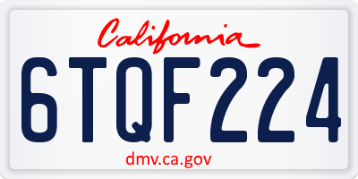 CA license plate 6TQF224