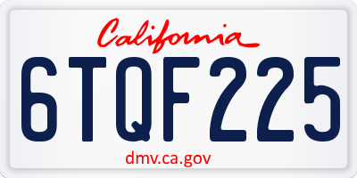 CA license plate 6TQF225