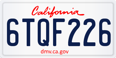 CA license plate 6TQF226