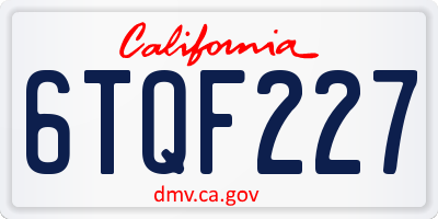 CA license plate 6TQF227