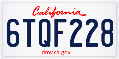 CA license plate 6TQF228