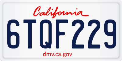 CA license plate 6TQF229