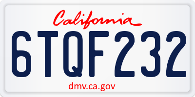 CA license plate 6TQF232