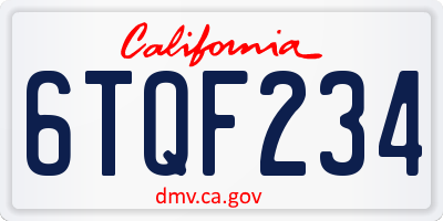 CA license plate 6TQF234