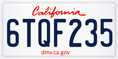 CA license plate 6TQF235