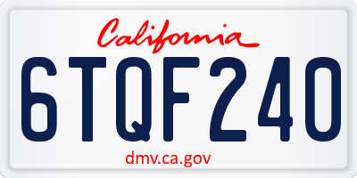 CA license plate 6TQF240