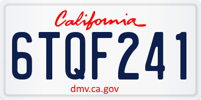 CA license plate 6TQF241