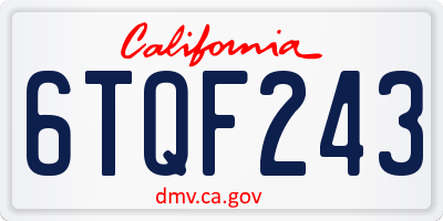 CA license plate 6TQF243