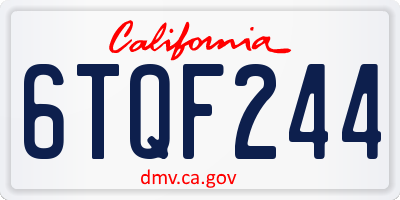 CA license plate 6TQF244