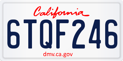 CA license plate 6TQF246