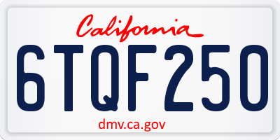 CA license plate 6TQF250