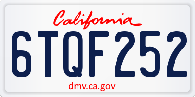 CA license plate 6TQF252